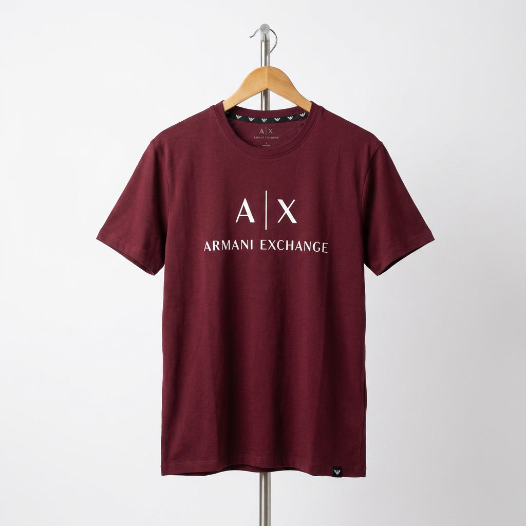 Armani Exchange - Cotton - T-Shirt – Maroon – Size L fits S