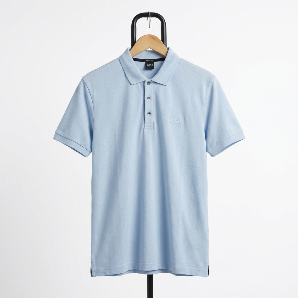 Boss - Cotton - Polo Shirt – Light Blue – Size M