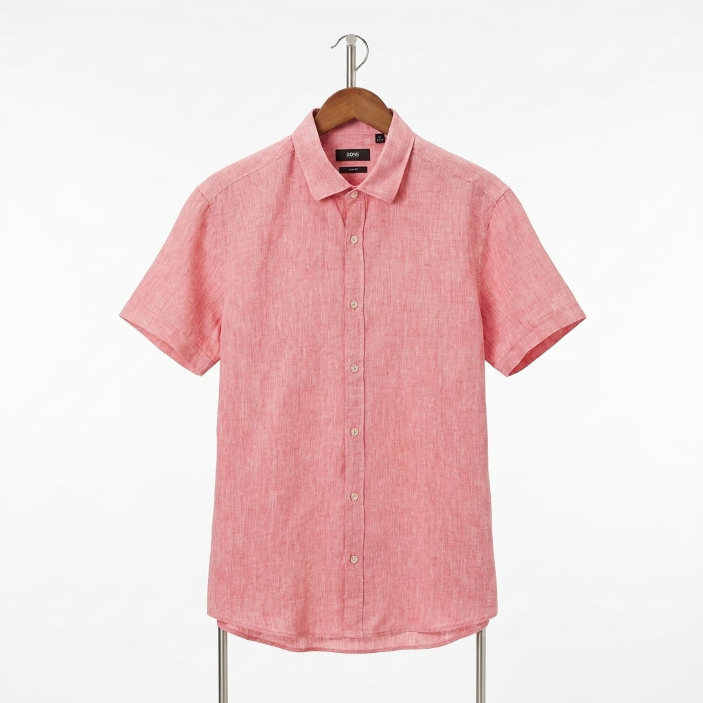 Boss - Linen - Shirt – Light Pink – Size M
