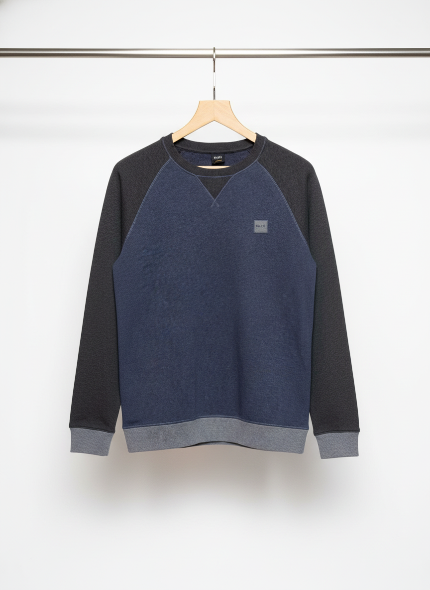 Boss - Cotton - Sweatshirt – Gray & Navy – Size M