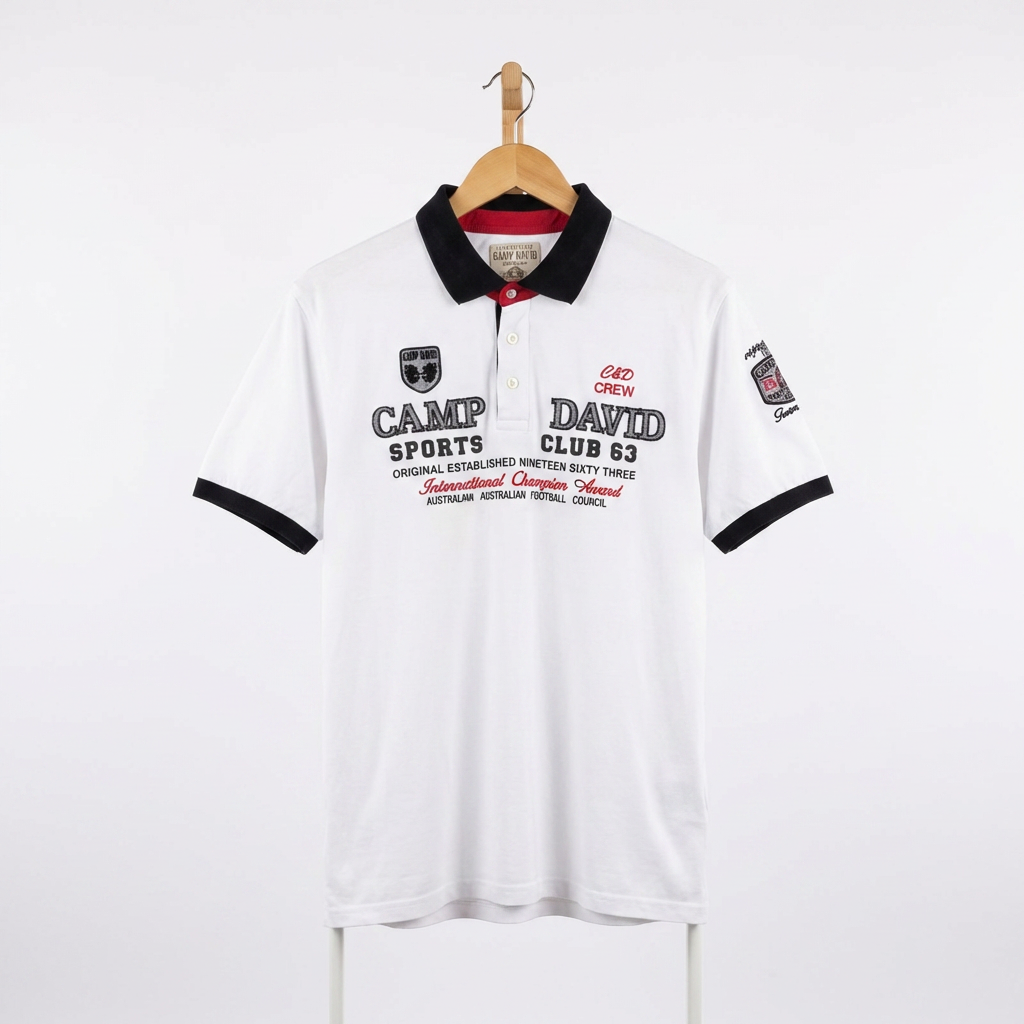 Camp David - Cotton - Polo Shirt – White – Size XL