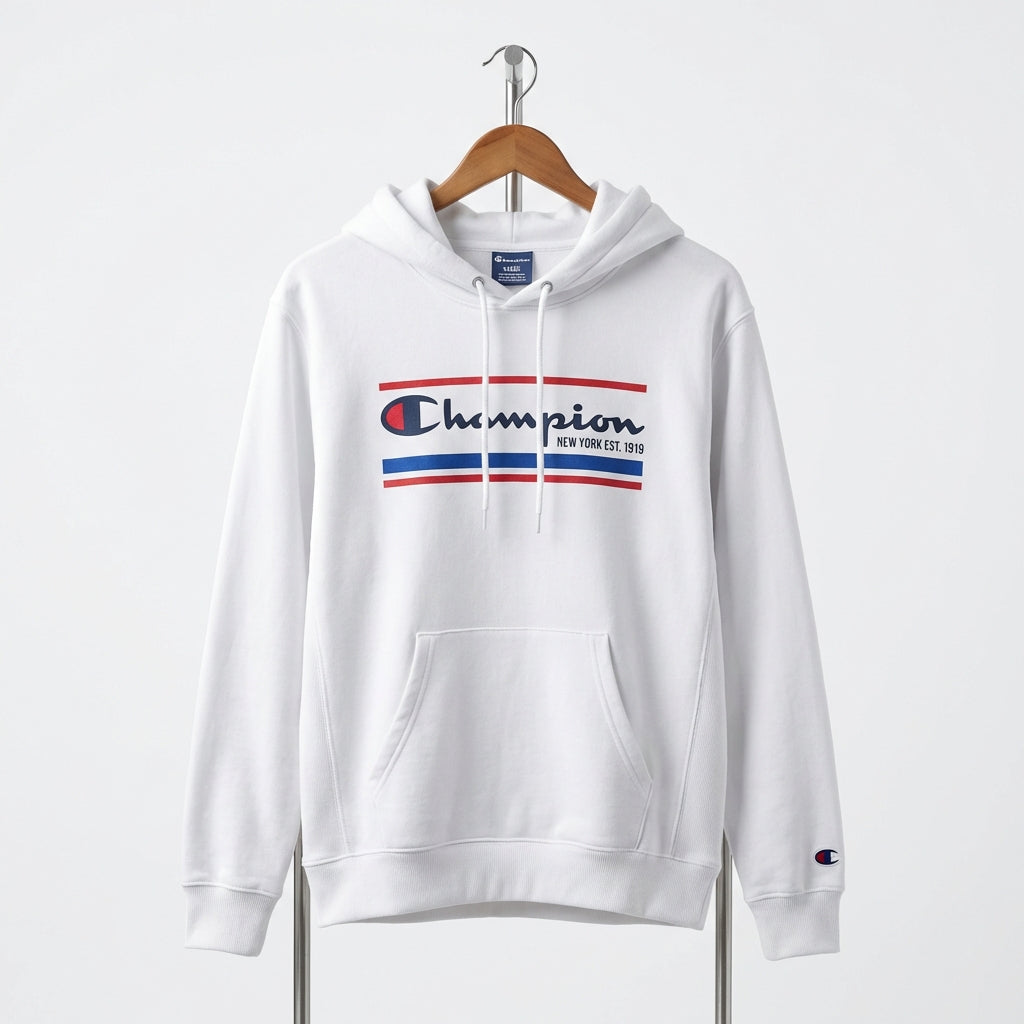 Champion - Cotton - Hoodie – White – Size L