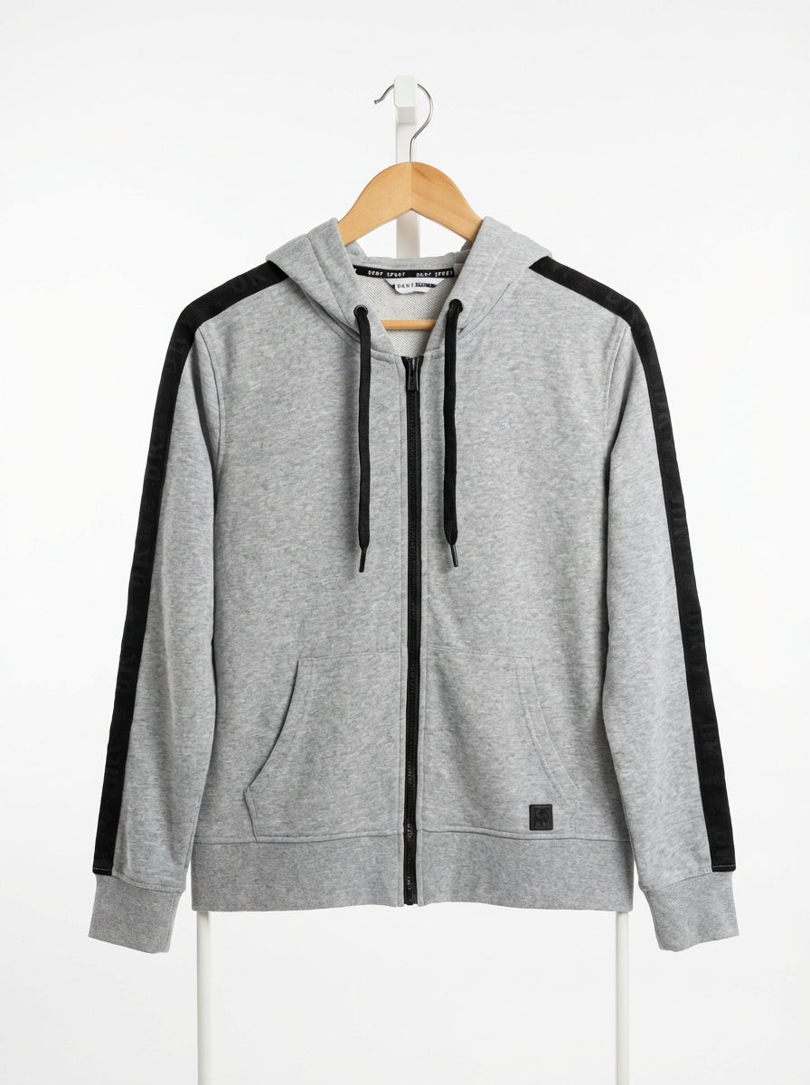 Dkny - Cotton - Zipped Hoodie –  Gray – Size S