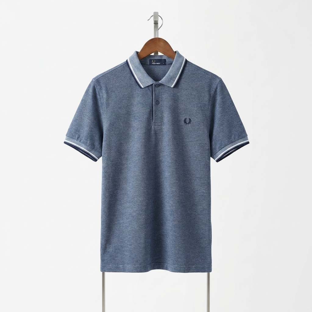 Fred Perry - Cotton - Polo Shirt – Light Navy – Size L Fits M