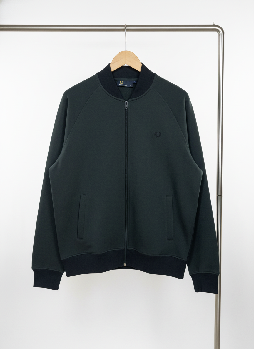 Fred Perry - Cotton - Zipped Sweatshirt – Olive Green – Size M