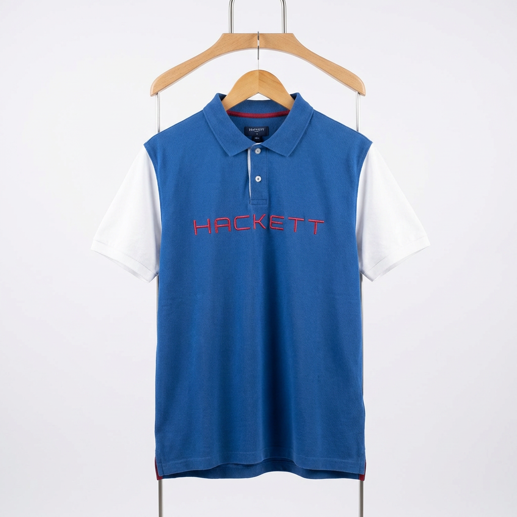 Hackett - Cotton - Polo Shirt – Blue – Size XL