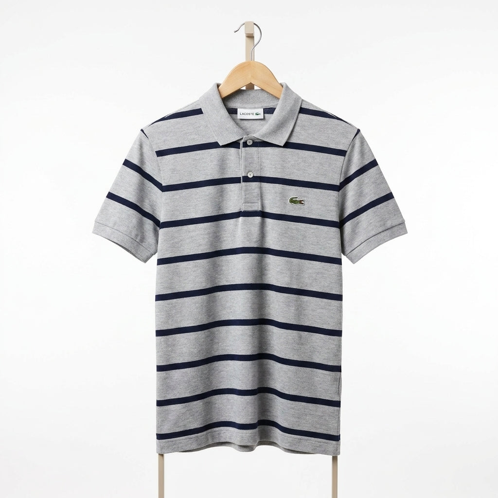 Lacoste - Cotton - Polo Shirt – Beige Striped – Size L - 5