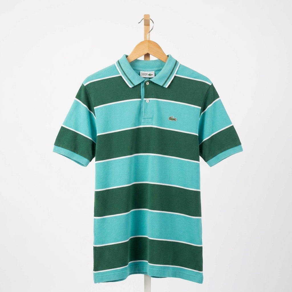 Lacoste - Cotton - Polo Shirt – Green Striped – Size M - 4