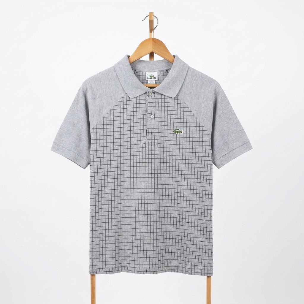Lacoste - Cotton - Polo Shirt – Gray Checkered – Size S