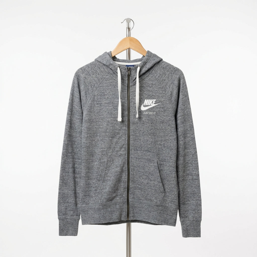 Nike - Cotton - Zipped Hoodie – Gray – Size L