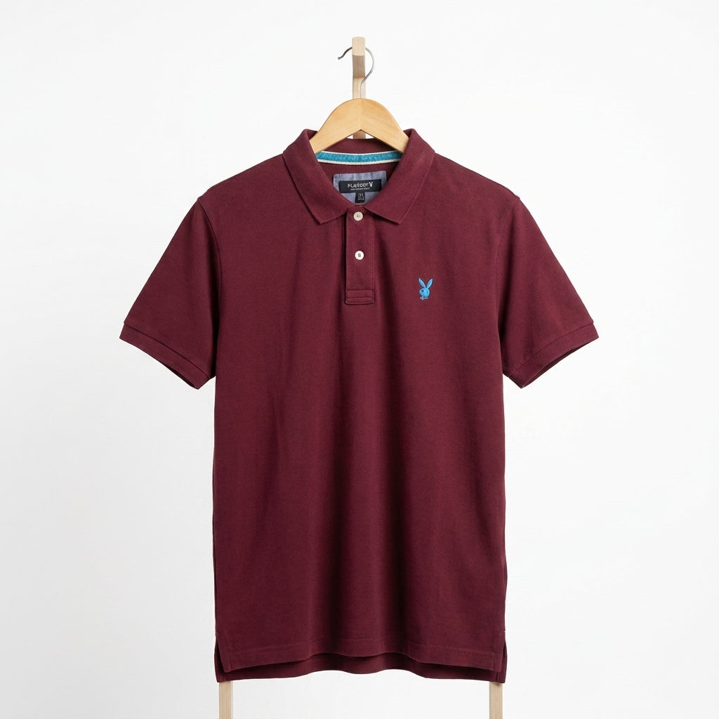 Playboy - Cotton - Polo Shirt – Maroon – Size L Fits M