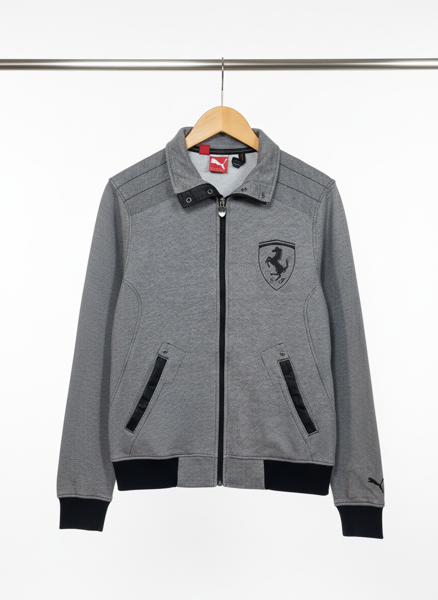Puma Ferrari- Cotton - Zipped Sweatshirt – Gray – Size S
