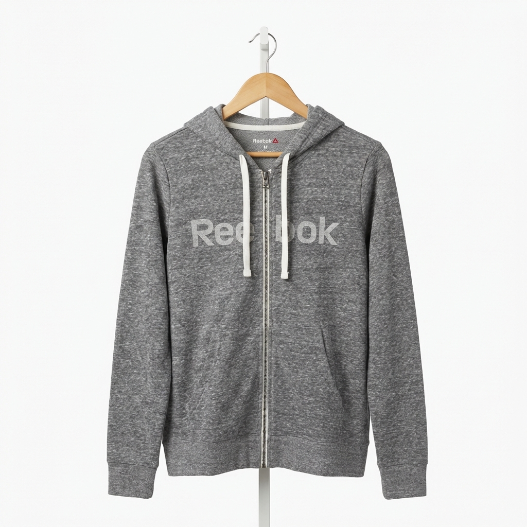 Reebok - Cotton - Zipped Hoodie –  Gray – Size M