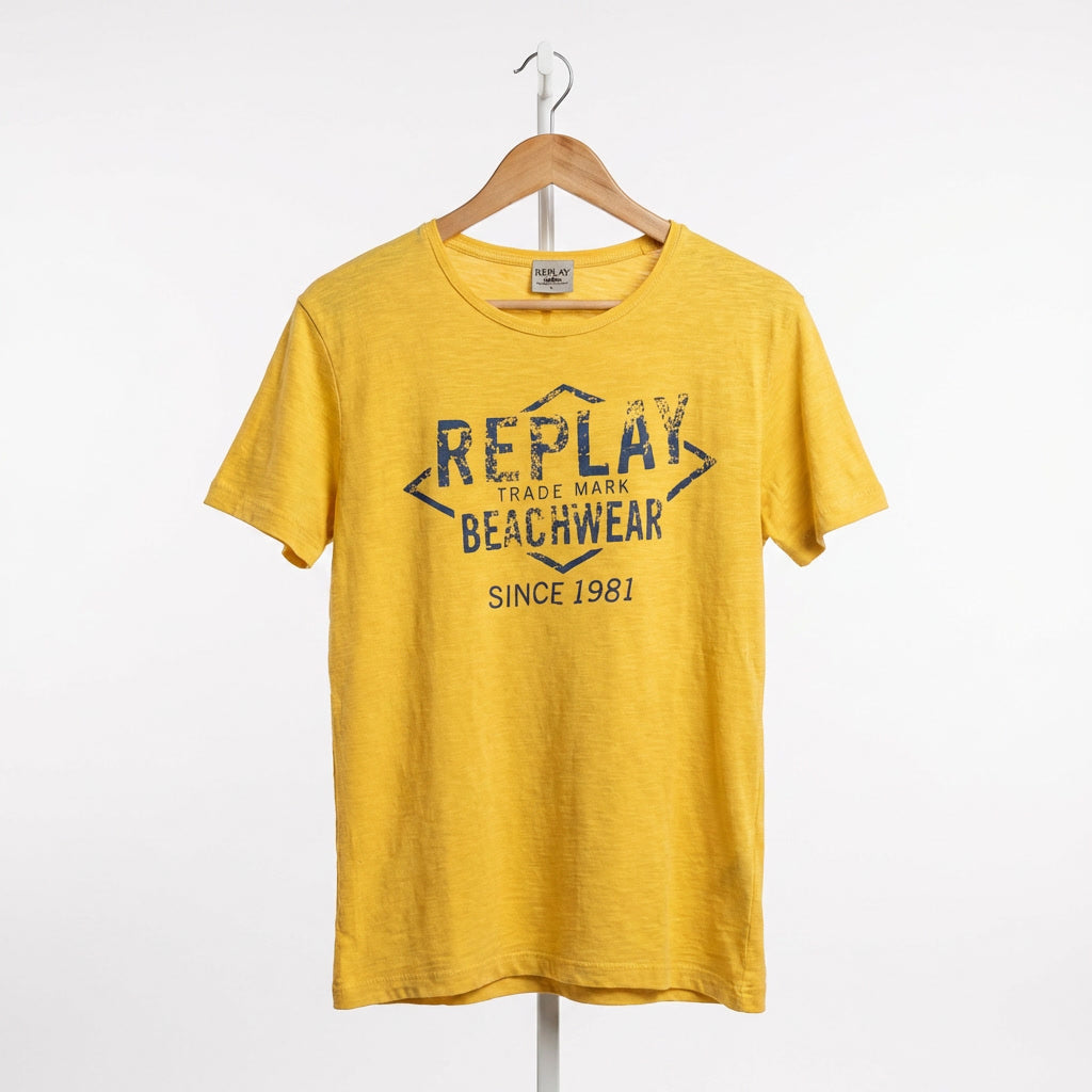 Replay - Cotton - T-Shirt – Yellow – Size XL fits M