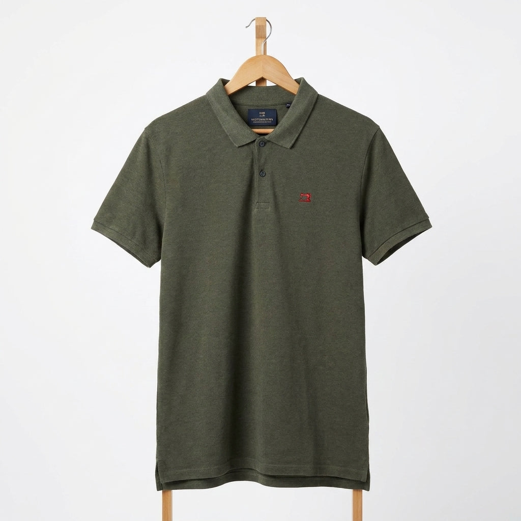 Scotch & Soda - Cotton - Polo Shirt – Olive Green – Size S
