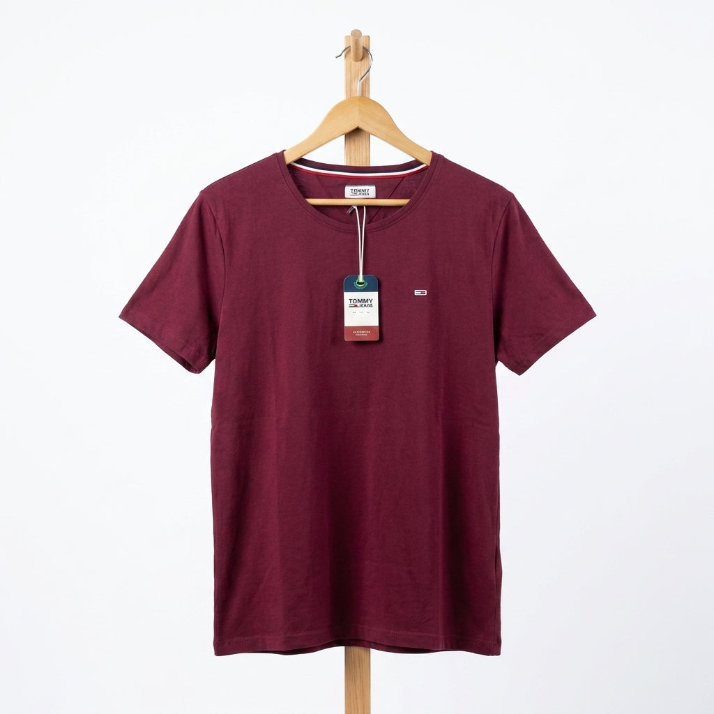 Tommy Hilfiger - Cotton - T-Shirt – Maroon – Size L fits S