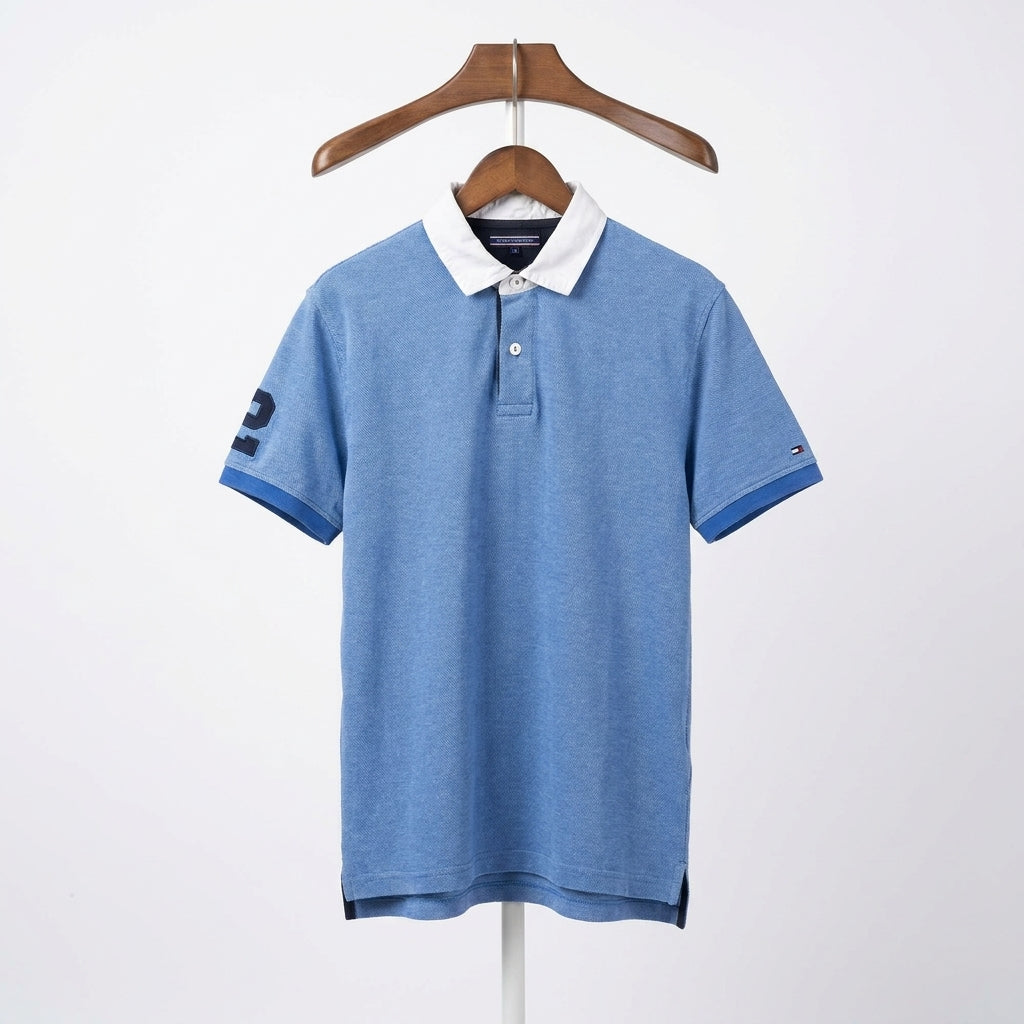 Tommy Hilfiger - Cotton - Polo Shirt – Blue – Size XL Fits L