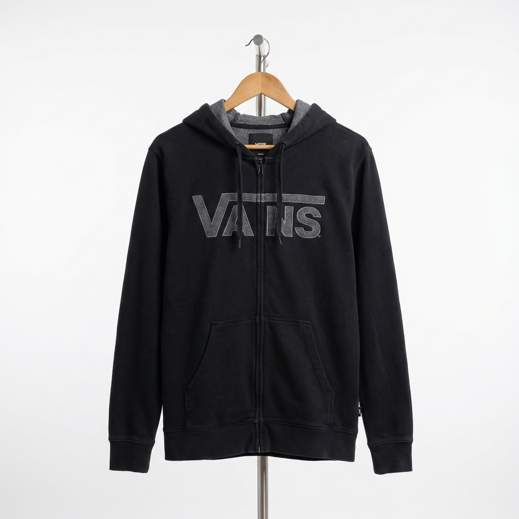 Vans - Cotton - Zipped Hoodie –  Black – Size M