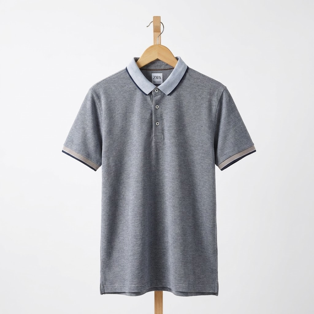 Zara - Cotton - Polo Shirt – Gray – Size L Fits M