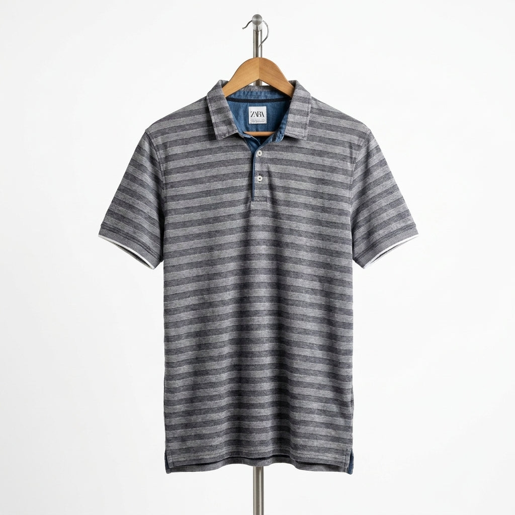 Zara - Cotton - Polo Shirt – Striped – Size XL Fits L