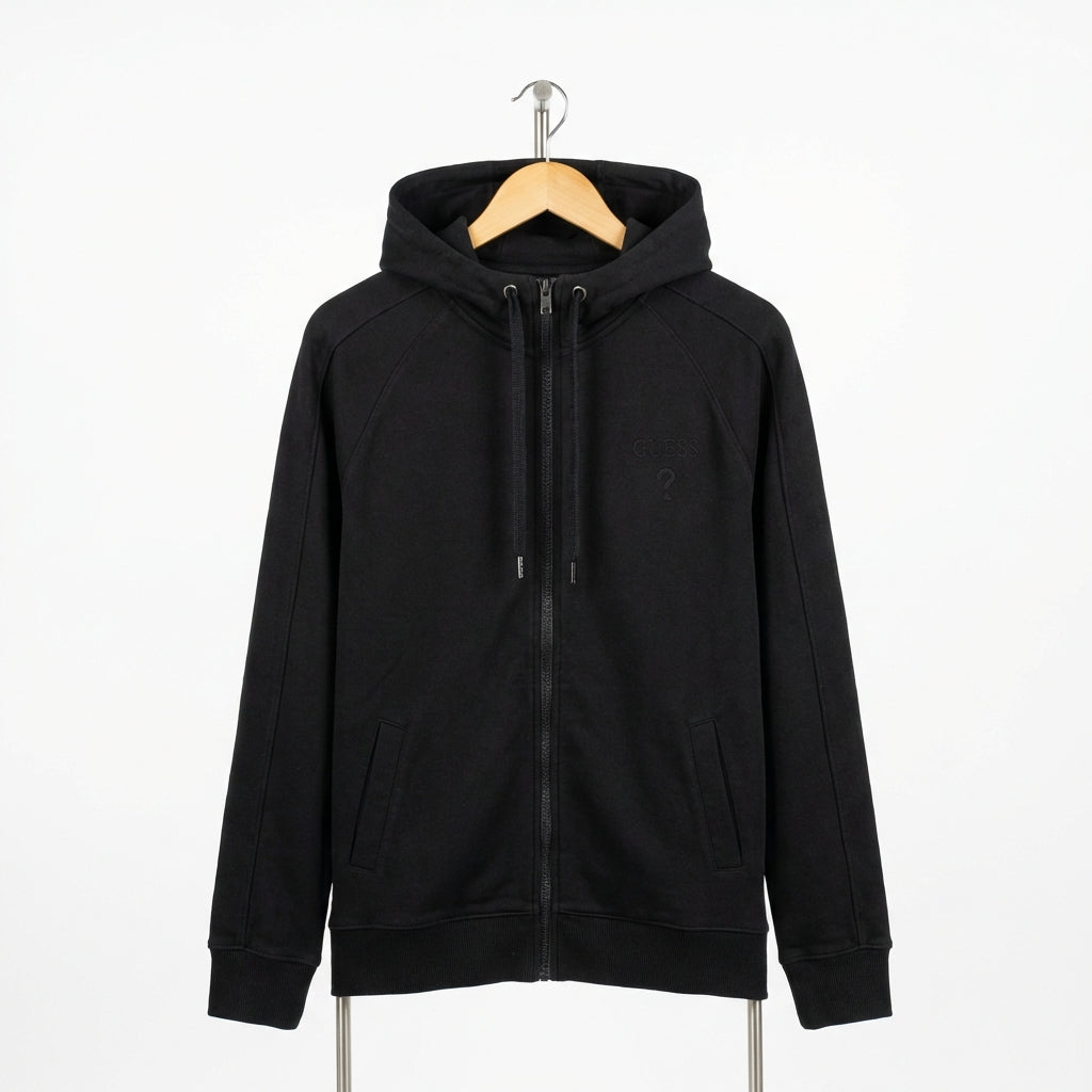 Guess - Cotton - Zipped Hoodie –  Black – Size L