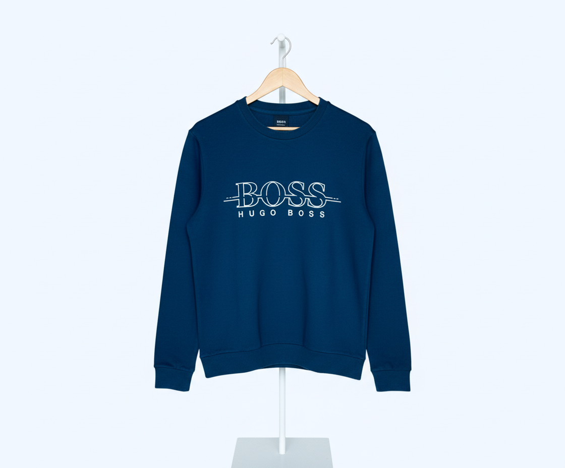 Boss - Cotton - Sweatshirt – Navy Blue – Size S
