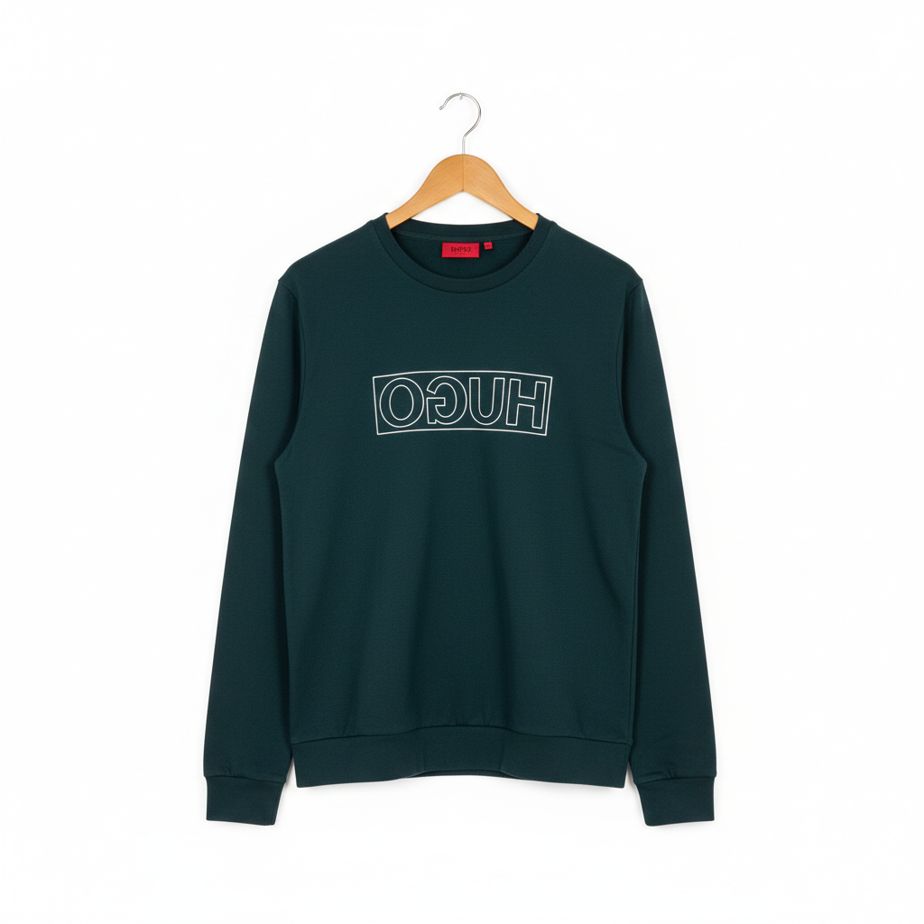 Hugo - Cotton - Sweatshirt – Dark Green – Size XL