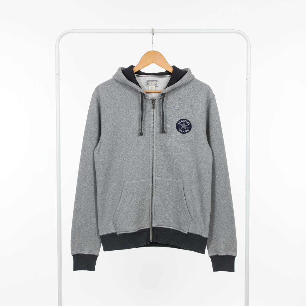 Converse - Cotton - Zip Hoodie –  Gray – Size M