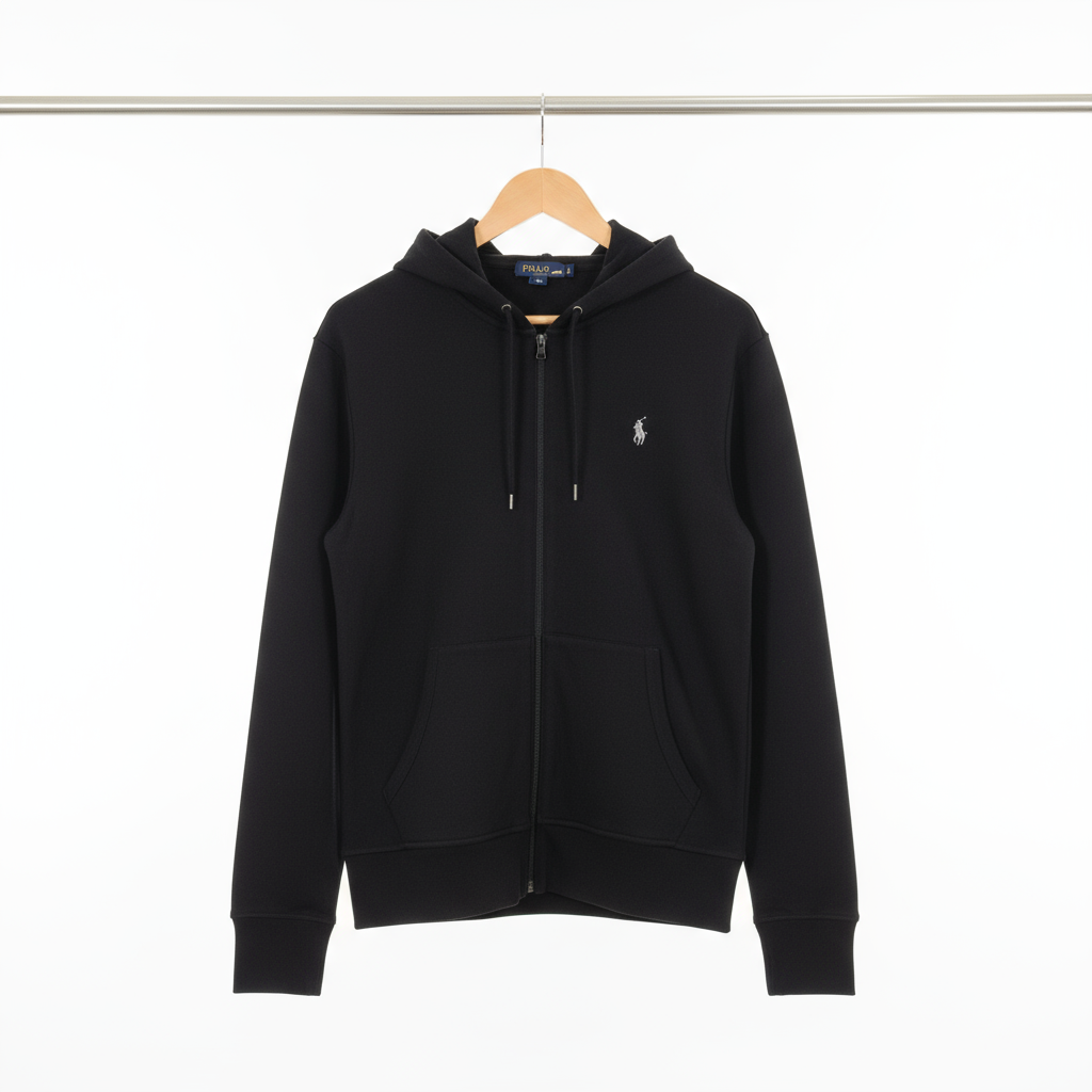 Polo Ralph Lauren - Cotton - Zip Hoodie –  Black – Size M
