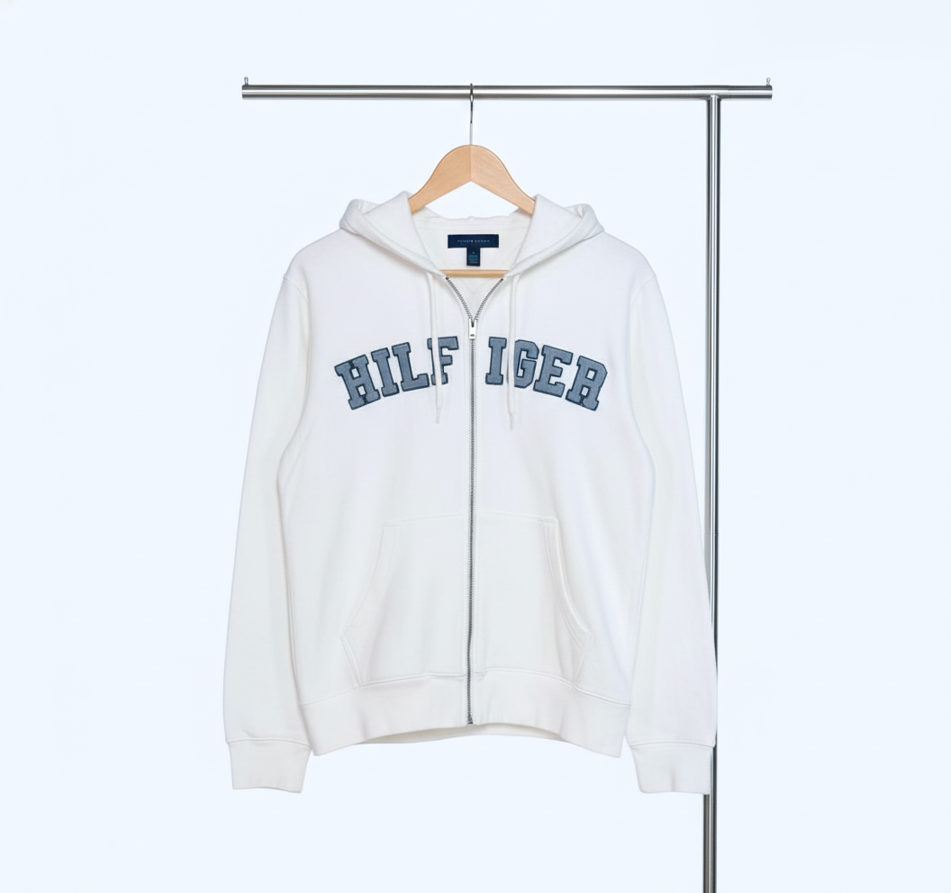 Tommy Hilfiger - Cotton - Zipped Hoodie – Off White – Size M